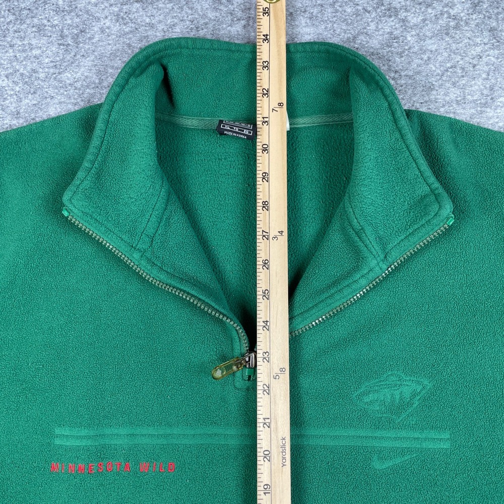 VTG Minnesota Wild Sweater Mens XL Green Nike Team Fleece Pullover 1/4 Zip NHL - Picture 6 of 12